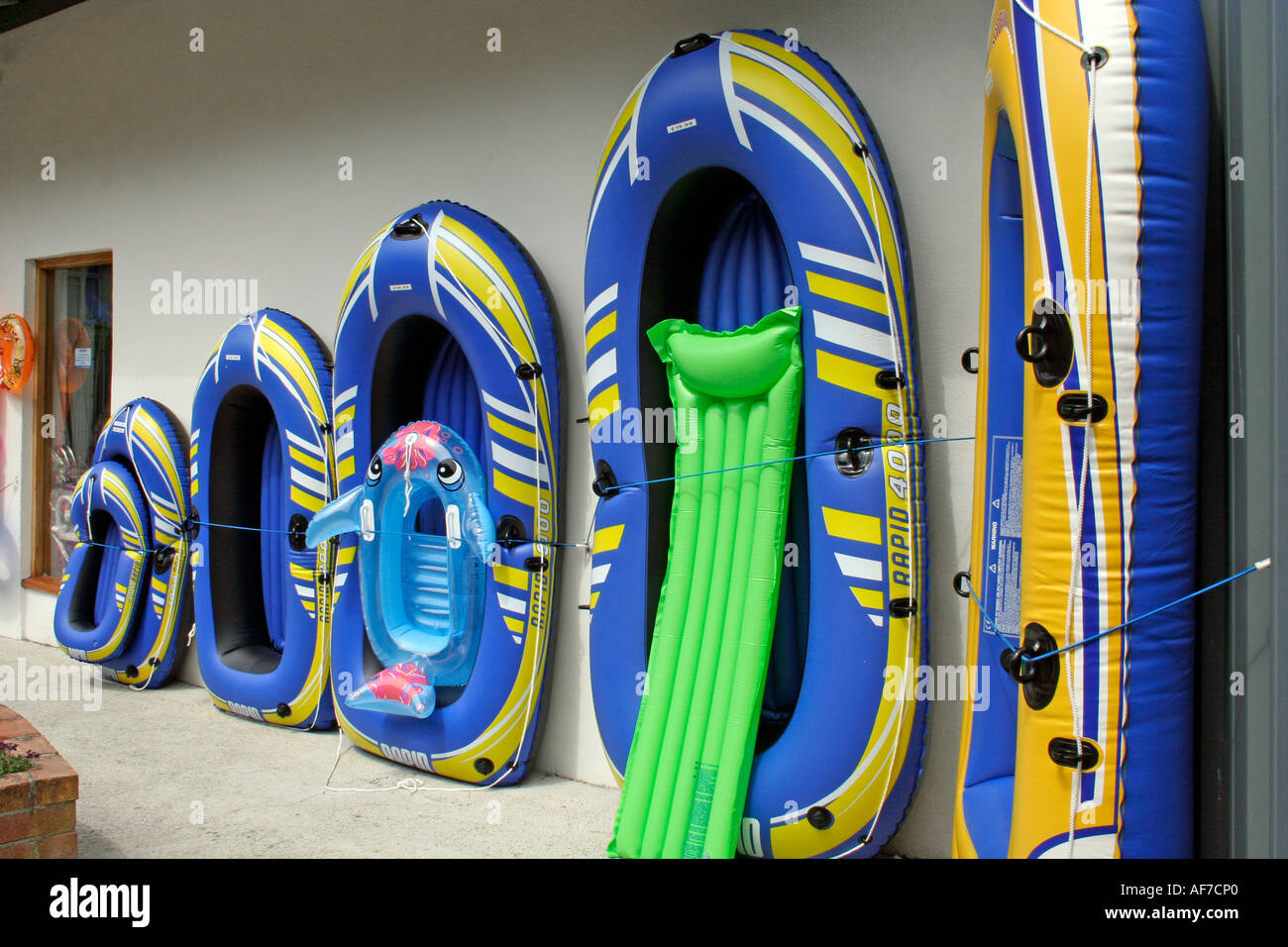 Inflatable Boats for sale at Looe, Cornwall, UK, Europe Stock Photo Alamy