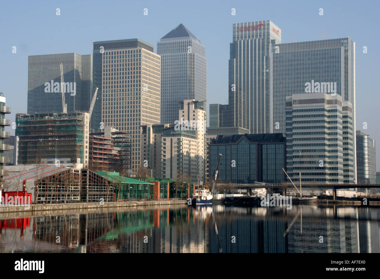london docklands canary wharf high rise skyscrapper office buildings ...