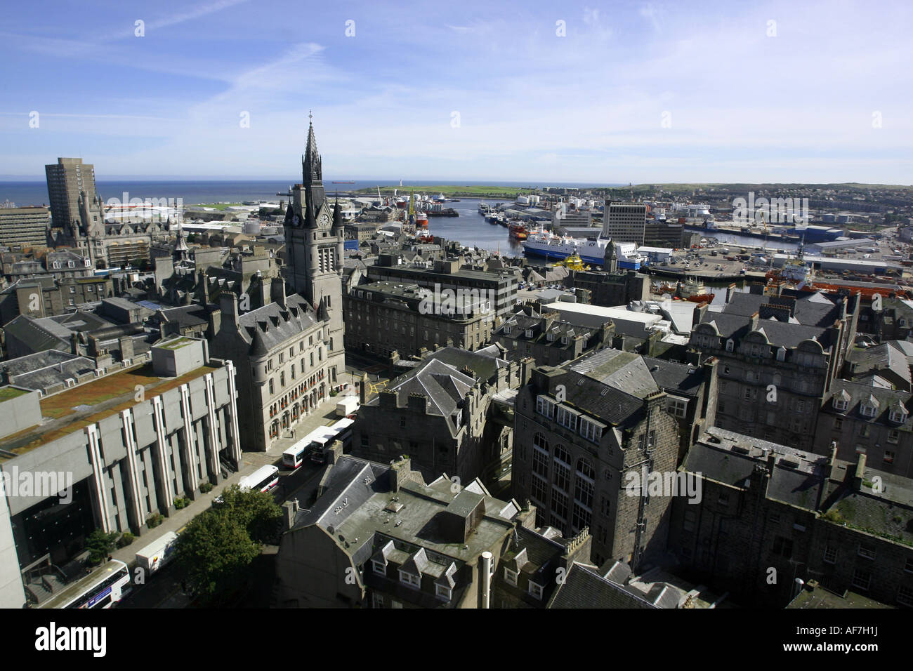 Aerial picture of the city centre of Aberdeen, Scotland, UK, showing 