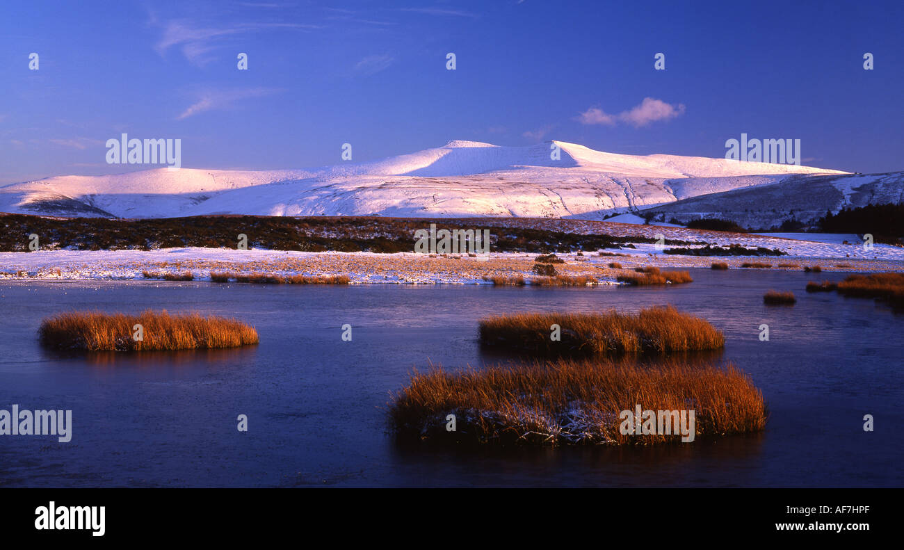 Brecon Beacons Pen y Fan and Corn Du from Traeth Mawr Mynydd Illtyd