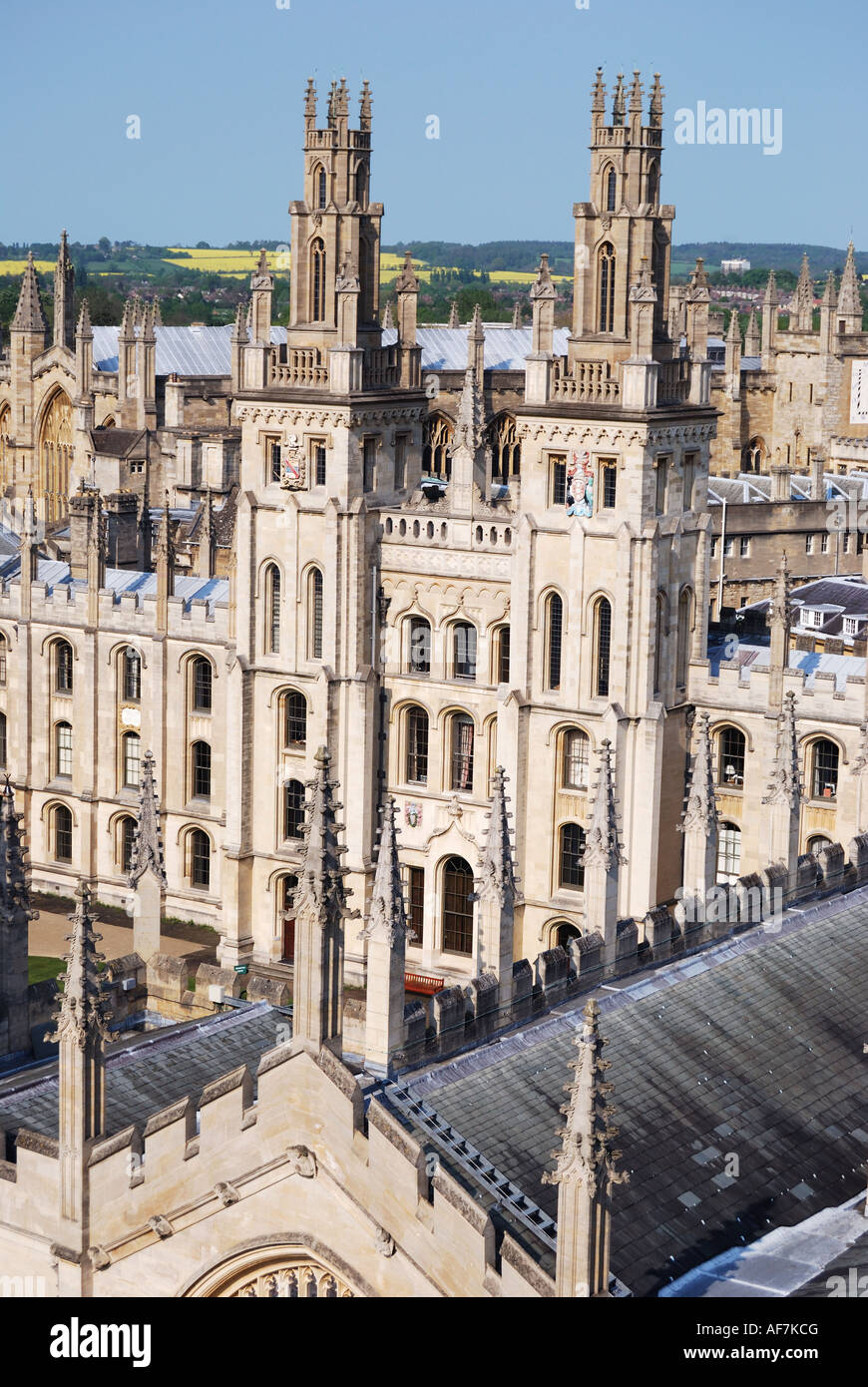 All Souls College from The University Church of St.Mary the Virgin, Oxford, Oxfordshire, England, United Kingdom Stock Photo