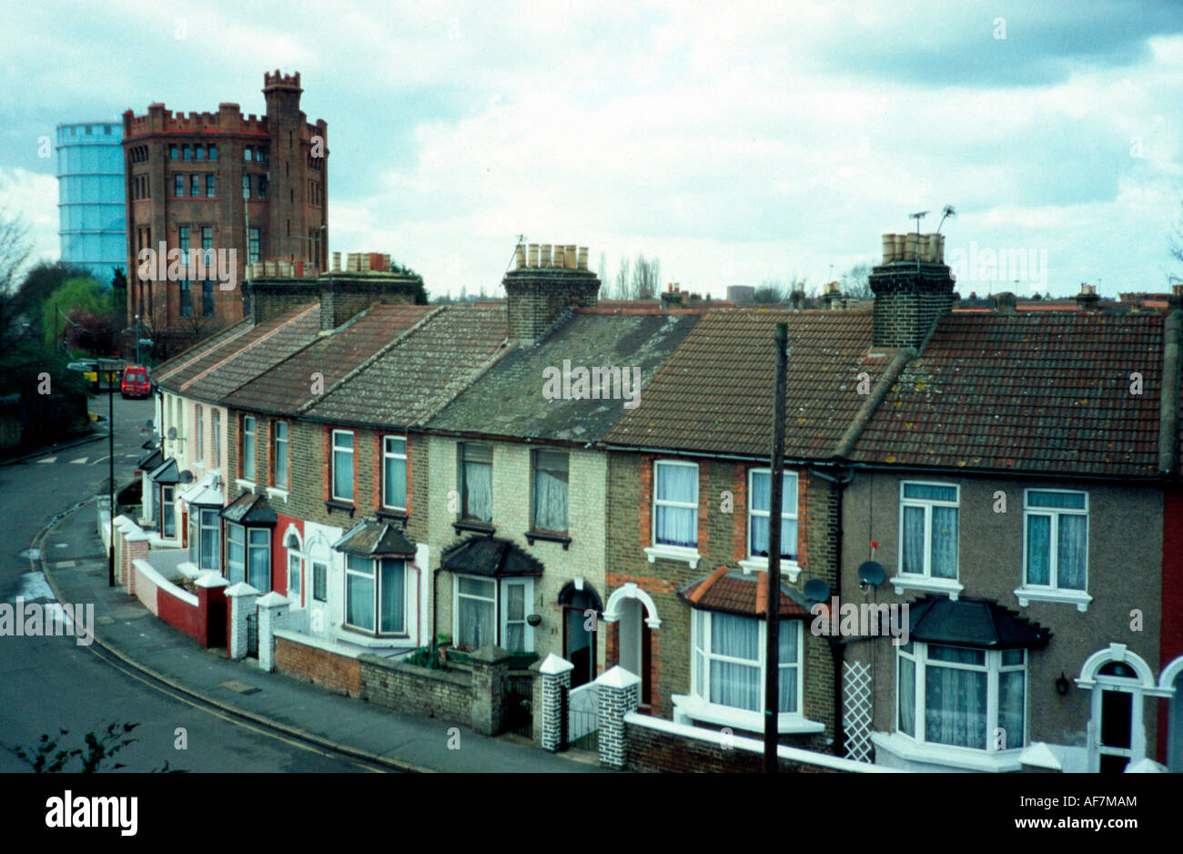 The Crescent terrace houses and Southall Water Tower and Gasometer