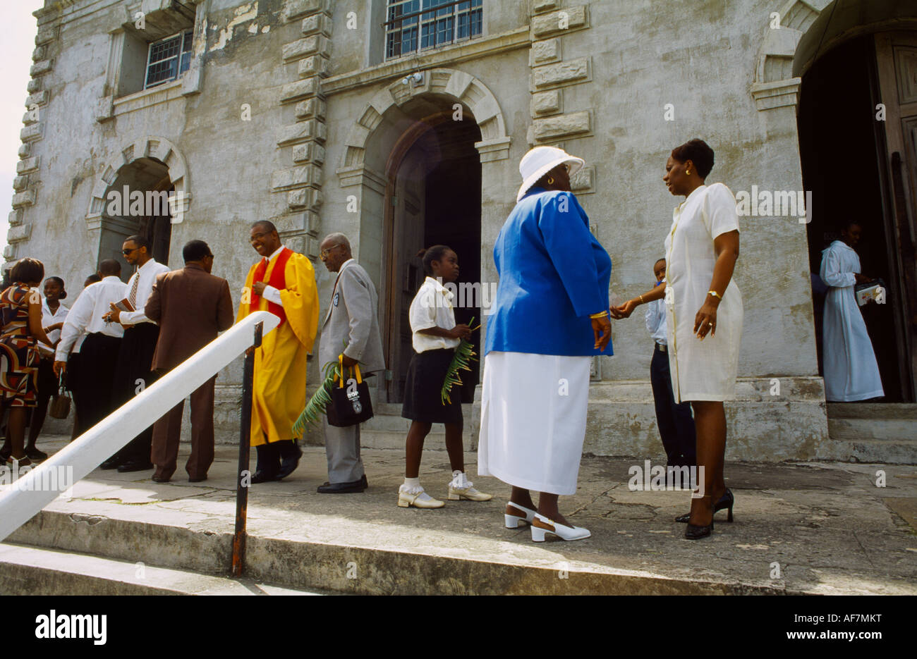 St Johns Antigua Cathedral Churchgoers Leaving After Palm Sunday