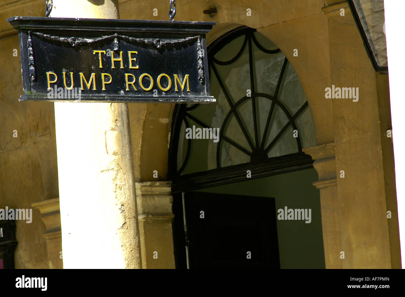 The Pump Room Sign in Bath UK Stock Photo Alamy
