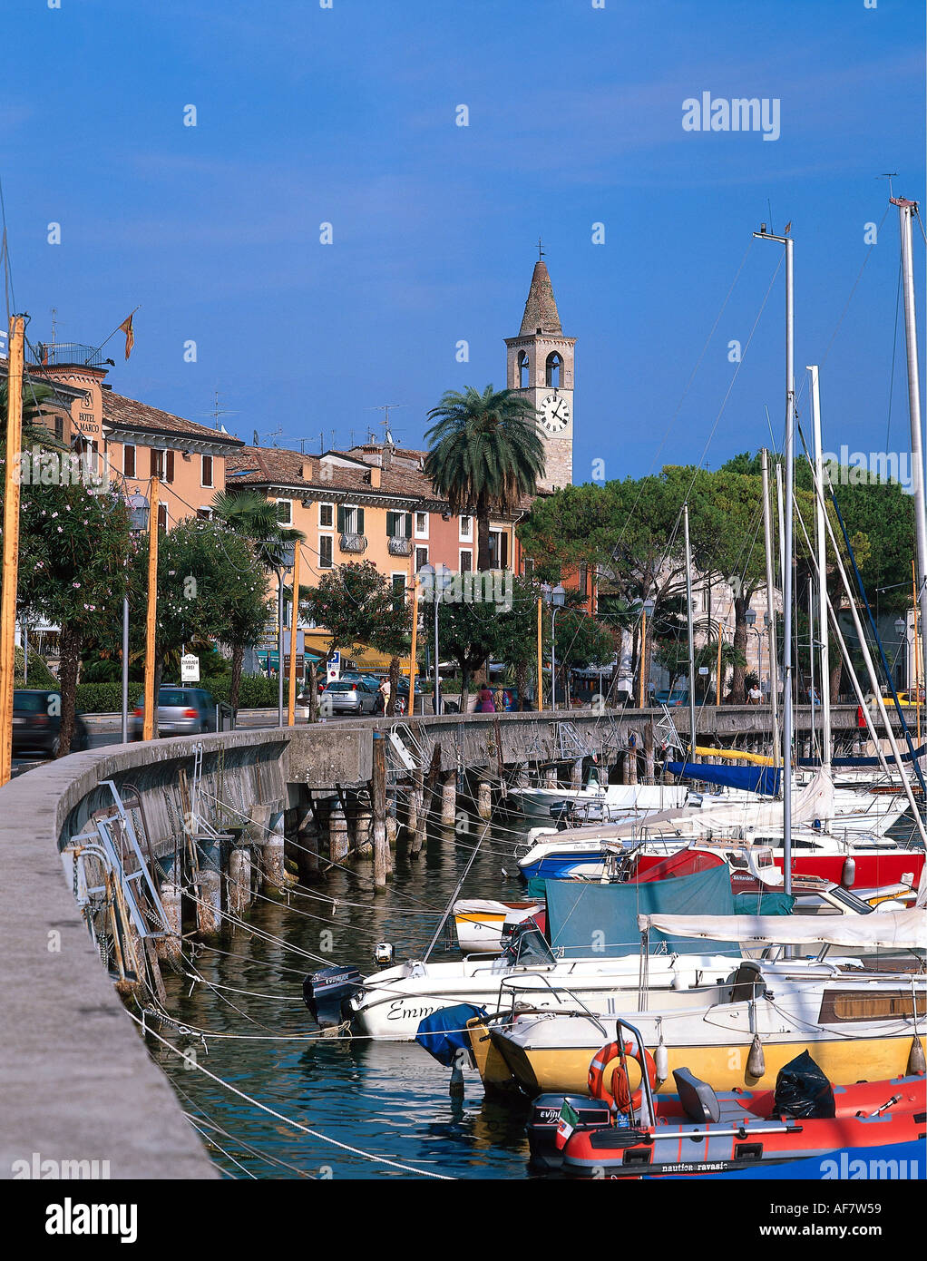 geography / travel, Italy, Lake Garda, Toscolano-Maderno, port, lago di Garda, Lombardy, Toscolano Maderno, Additional-Rights-Clearance-Info-Not-Available Stock Photo