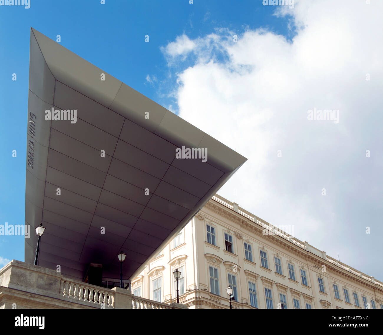 Albertina art museum and art centre showing new Soravia wing, Augustinerstrasse, Vienna, Austria. Stock Photo