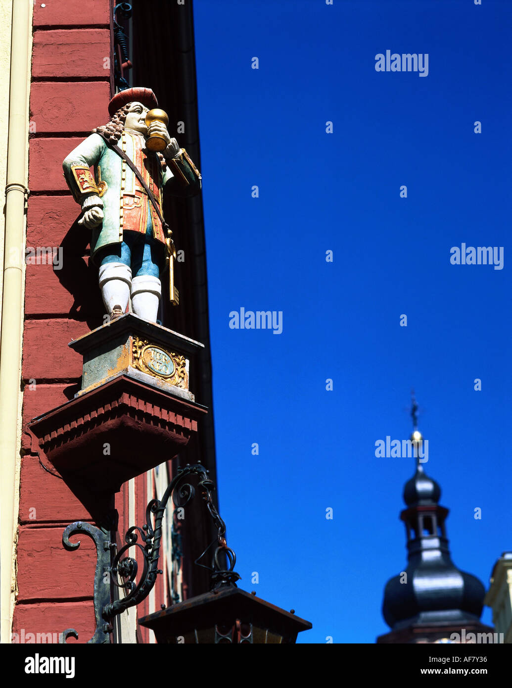 geography / travel, Germany, Baden-Wuerttemberg, Heidelberg, monuments, Perkeo (1702 - 1735), historic character, statue at the tavern Perkeo, Additional-Rights-Clearance-Info-Not-Available Stock Photo