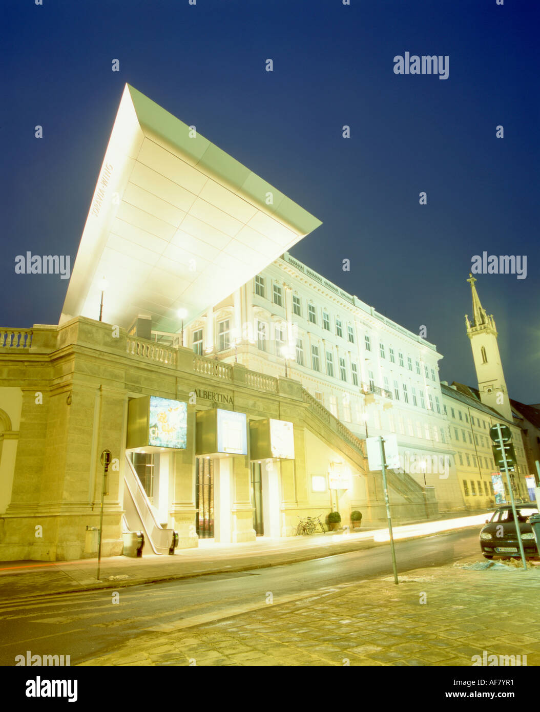 Albertina art museum and art centre showing new Soravia wing, Augustinerstrasse, Vienna, Austria. Stock Photo