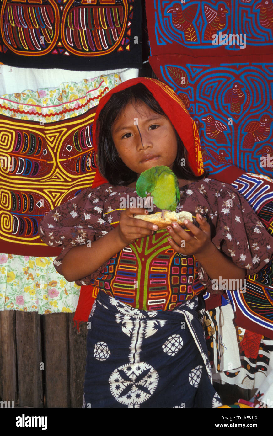 Cuna Indian girl San Blas Islands Panama Stock Photo