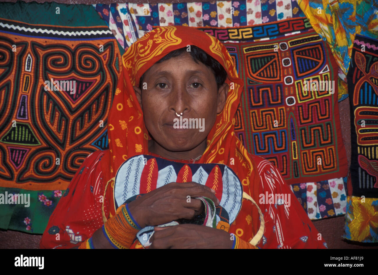 Cuna Indian woman San Blas Islands Panama Stock Photo