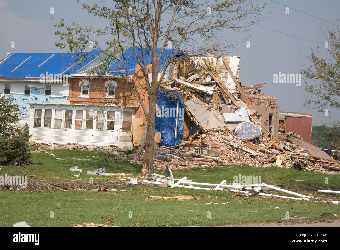 Potterville Michigan A home severely damaged by a tornado Stock Photo