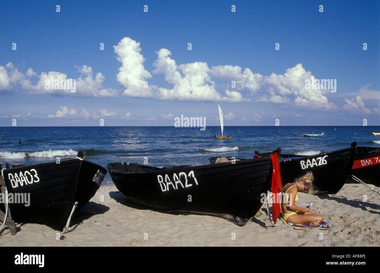 Fishing boats at Binz, Rugen Island, Mecklenburg-Pomerania, Germany, Europe Stock Photo