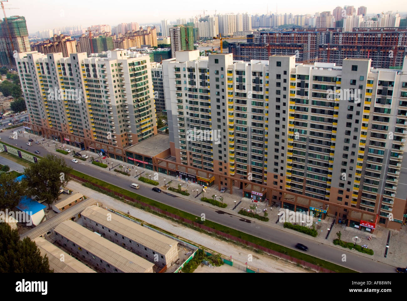 Beijing CHINA, New Architecture Apartment Buildings "Under COnstruction" of Cityscape, asia china chinese asian road, reinforced concrete structure, n Stock Photo