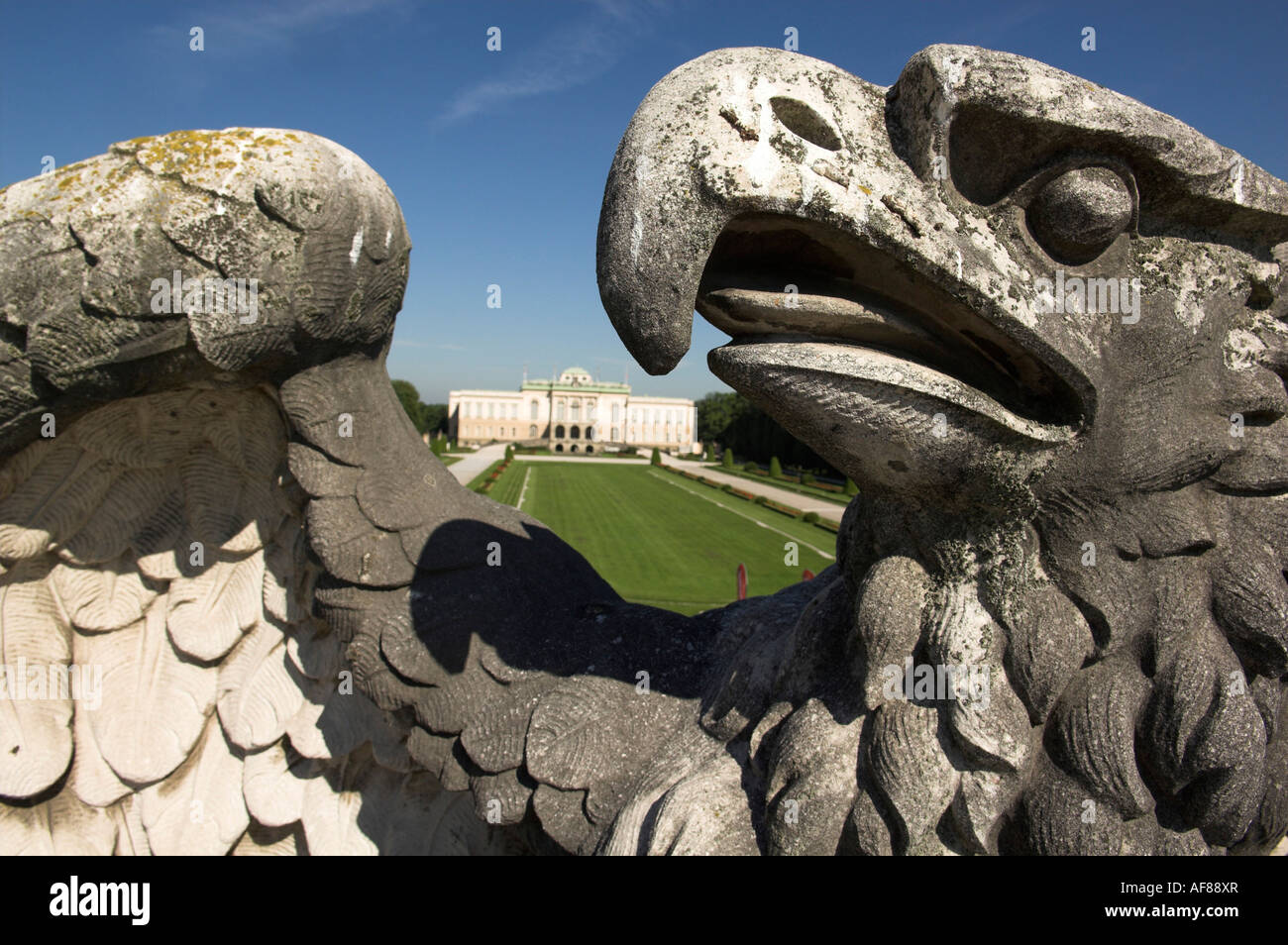 Stone eagle at gate of Casino Salzburg, Austria Stock Photo