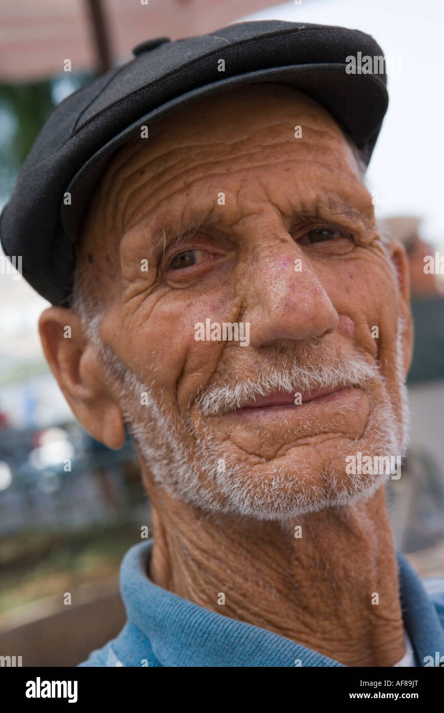 Wise Turkish Man with Beard Stubble, Dikili, Turkey Stock Photo