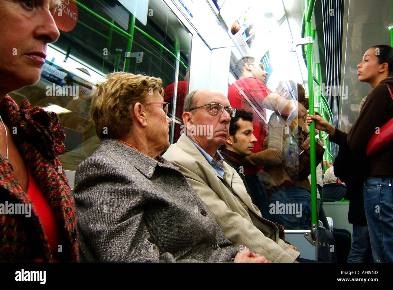 travellers on London Underground Stock Photo