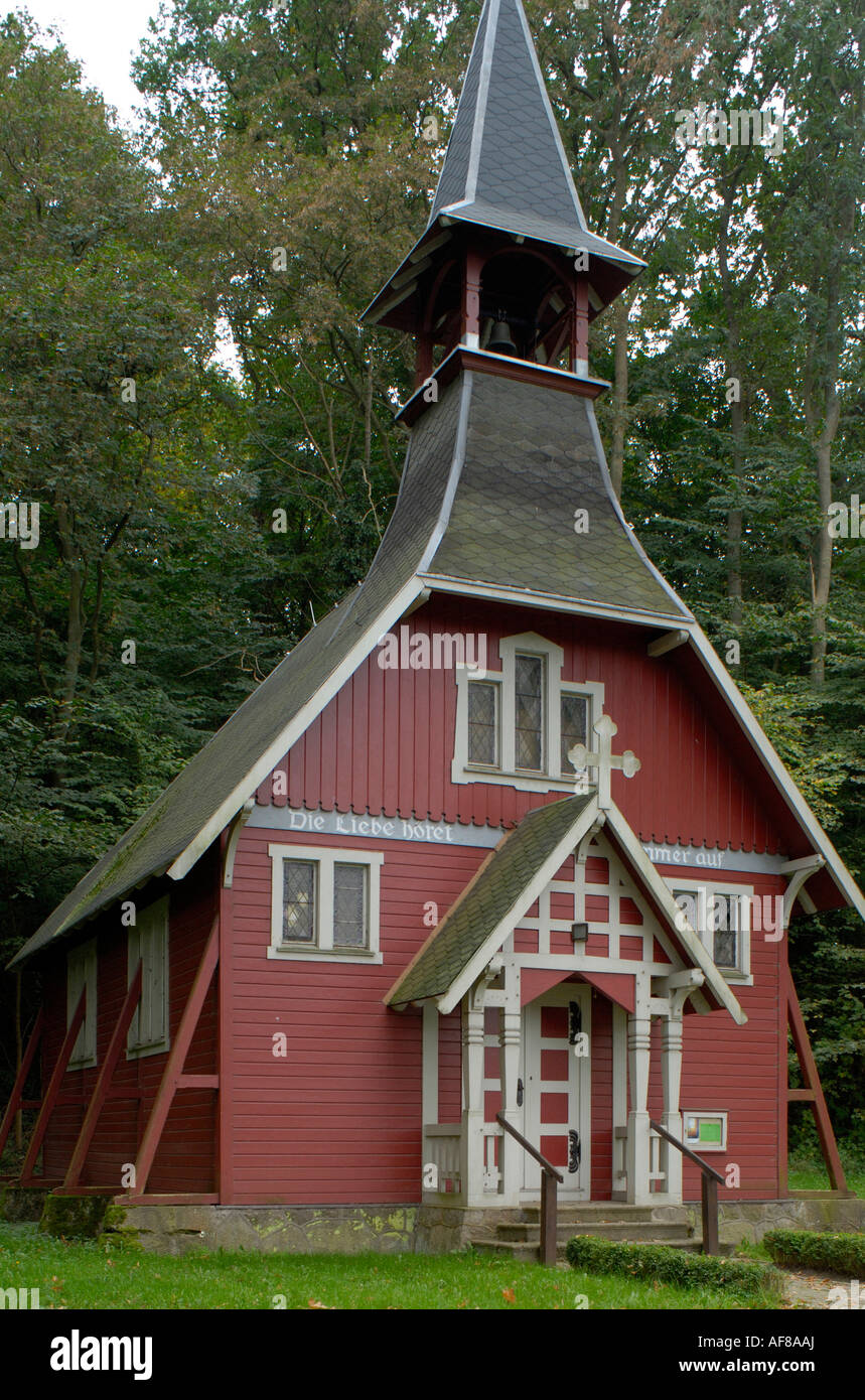 Island of Ruegen, Ralswiek, swedish wooden chapel, Mecklenburg-Pomerania, Germany, Europe Stock Photo