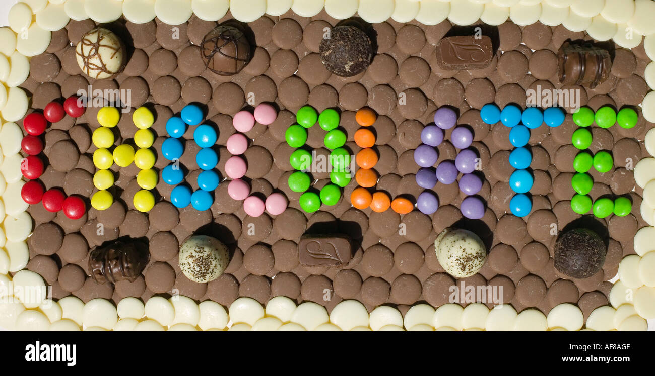 Chocolates Used To Spell Out The Word Chocolate Stock Photo Alamy