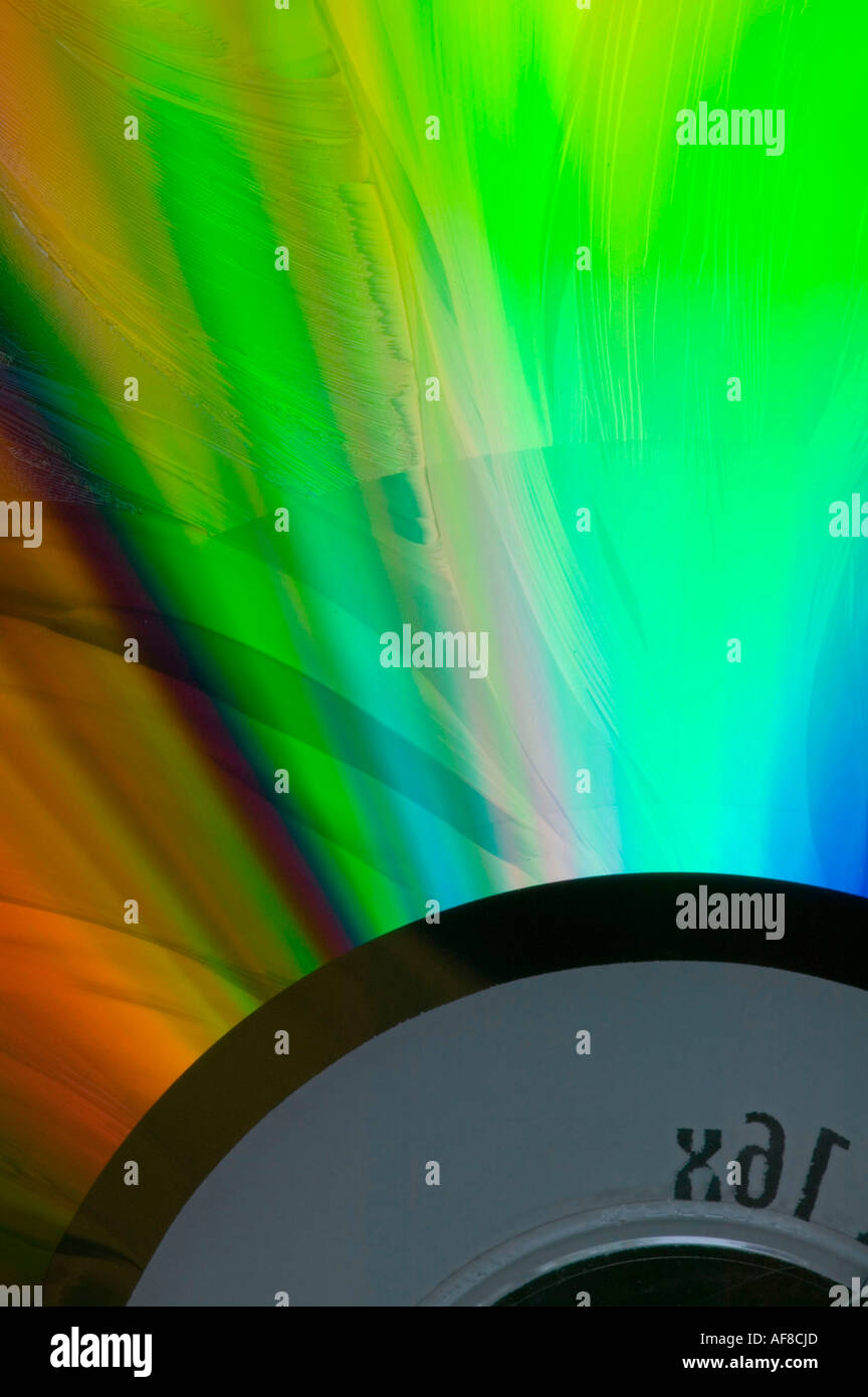 colour produced by light refracted from the surface of a CD Stock Photo ...