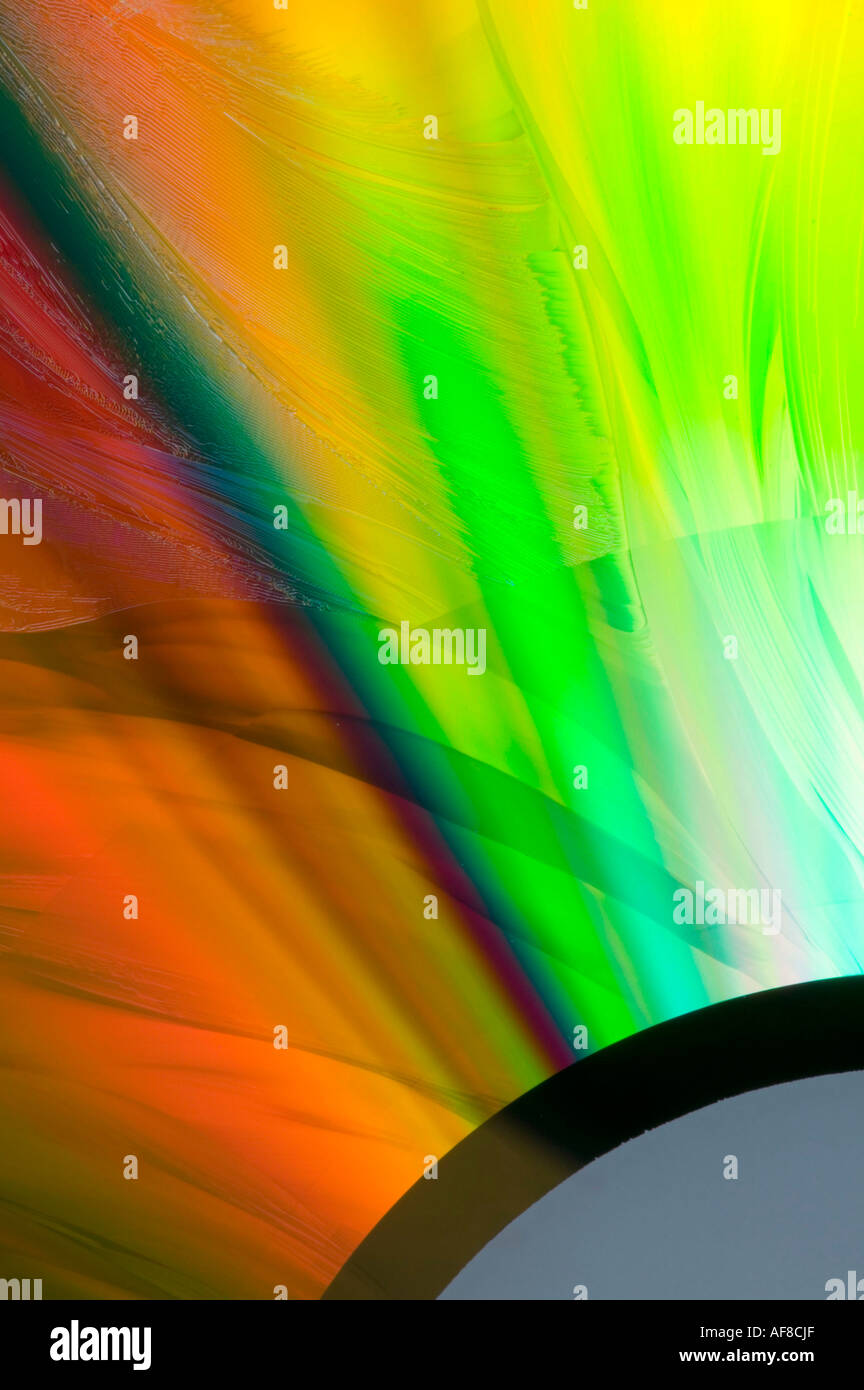 colour produced by light refracted from the surface of a CD Stock Photo ...