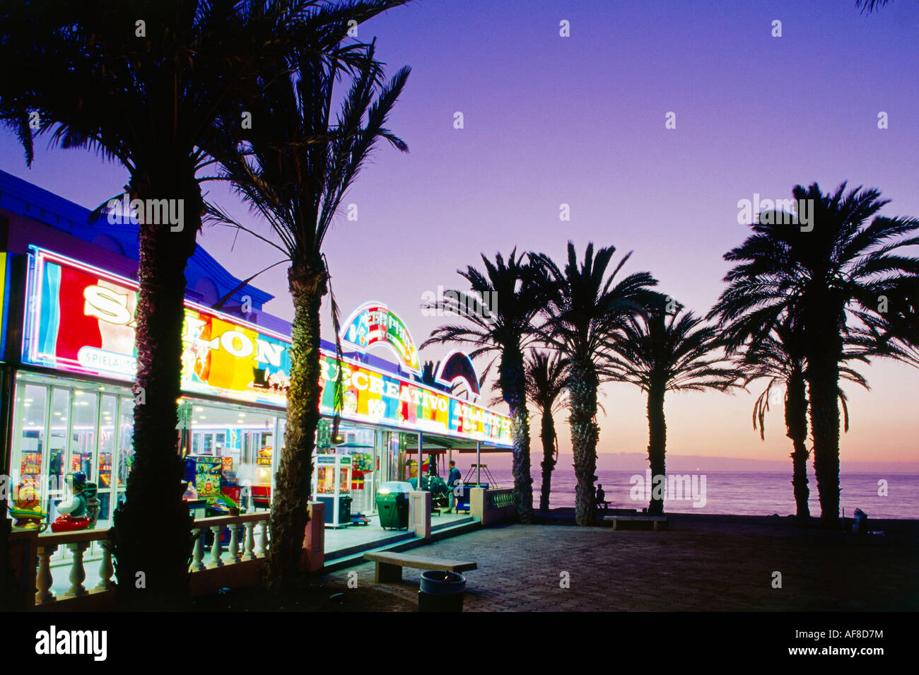 Gambling house, beach promenade, Playa de las Américas, Tenerife Stock  Photo - Alamy