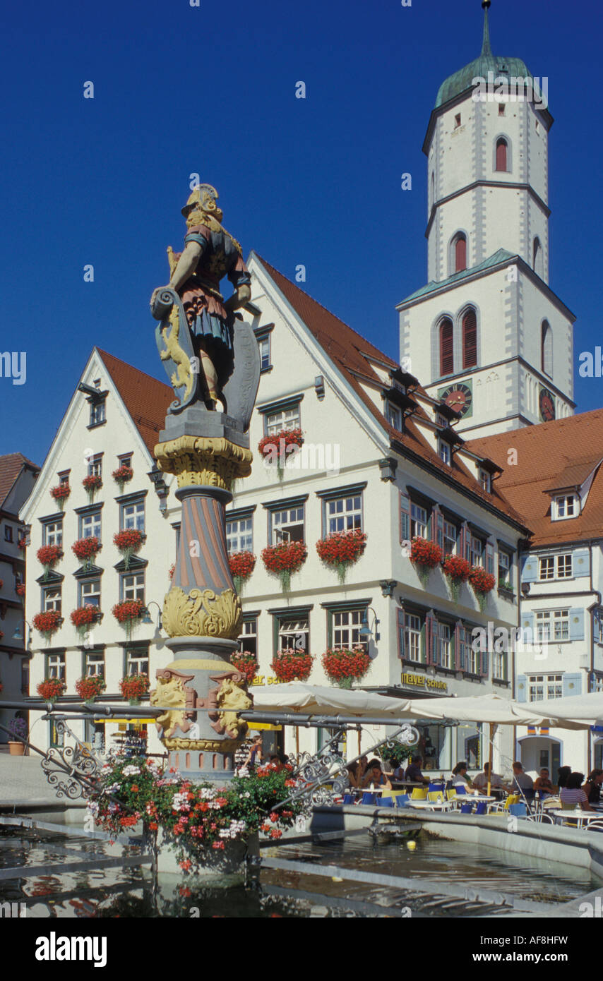 Biberach An Der Riss Marketplace Fountain And Church St Martin Stock Photo Alamy