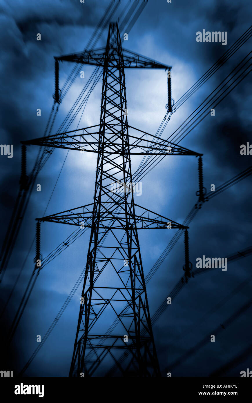 electricity pylon Stock Photo