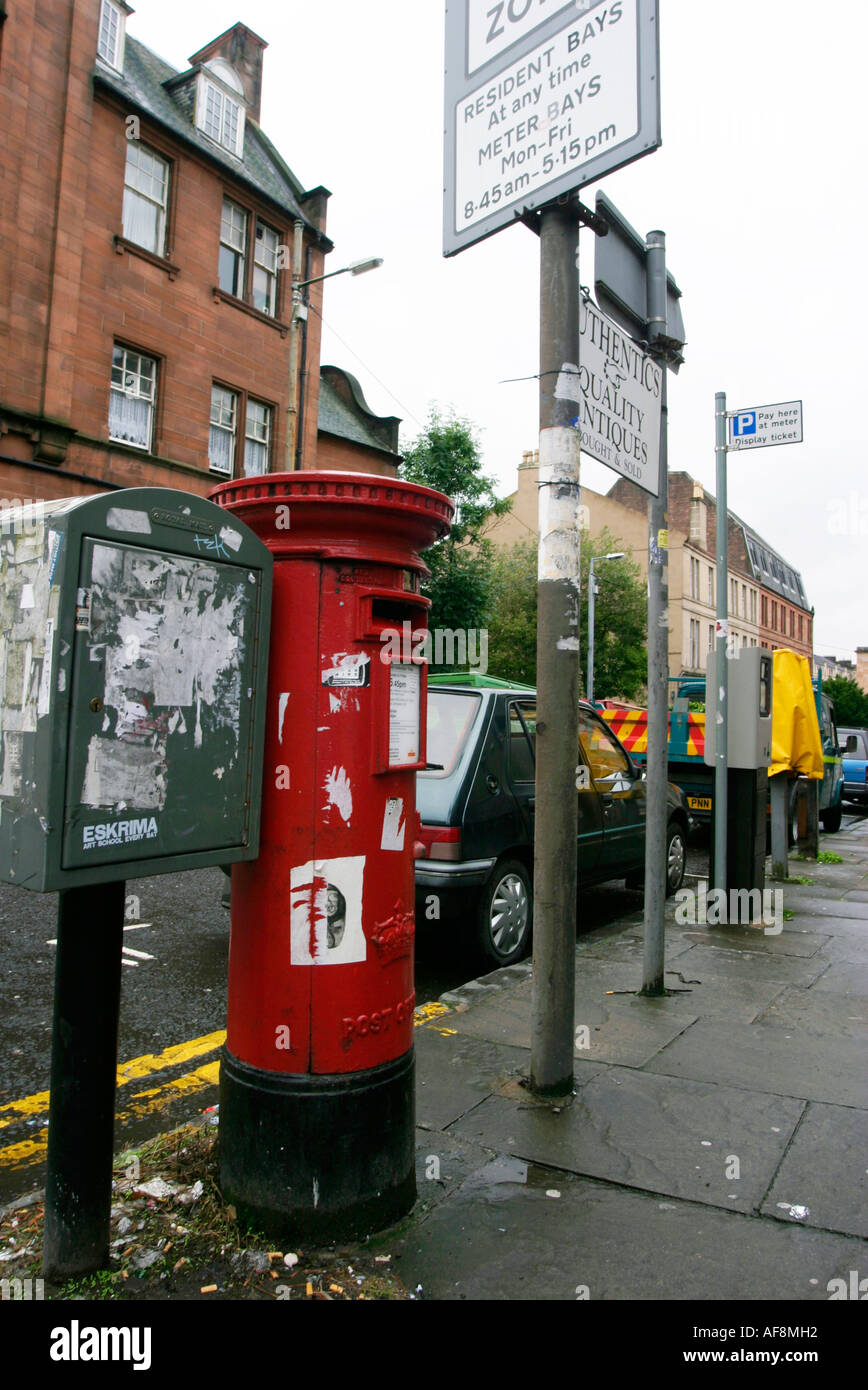 Post Box Street Scene Glasgow UK Stock Photo Alamy