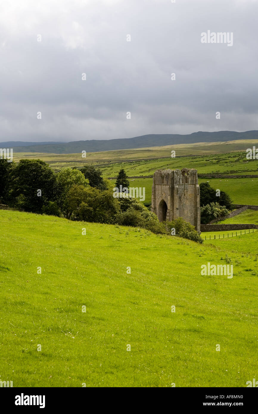 The West Tower, Shap Abbey nestling in the valley of the River Lowther, Cumbria. Stock Photo