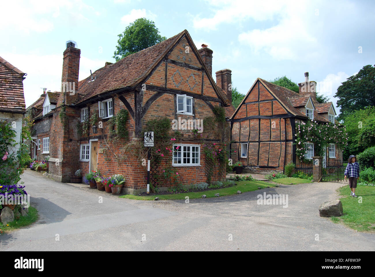 Timber-framed cottages, Turville, Buckinghamshire, England, United Kingdom Stock Photo