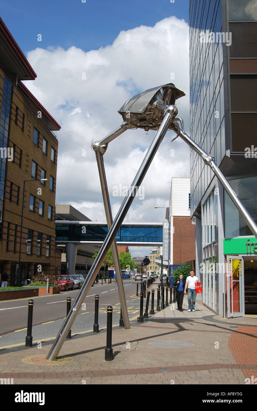 'War of the Worlds' Martian sculpture, Town centre, Woking, Surrey, England, United Kingdom Stock Photo