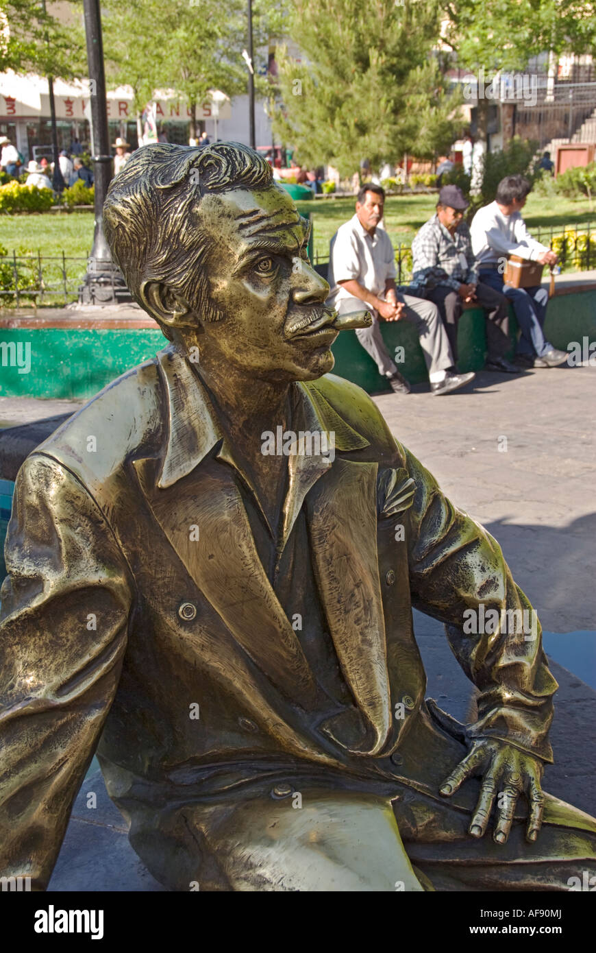 Mexico Ciudad Juarez bronze statue of German Valdez Tin Tan a well known Mexican actor singer