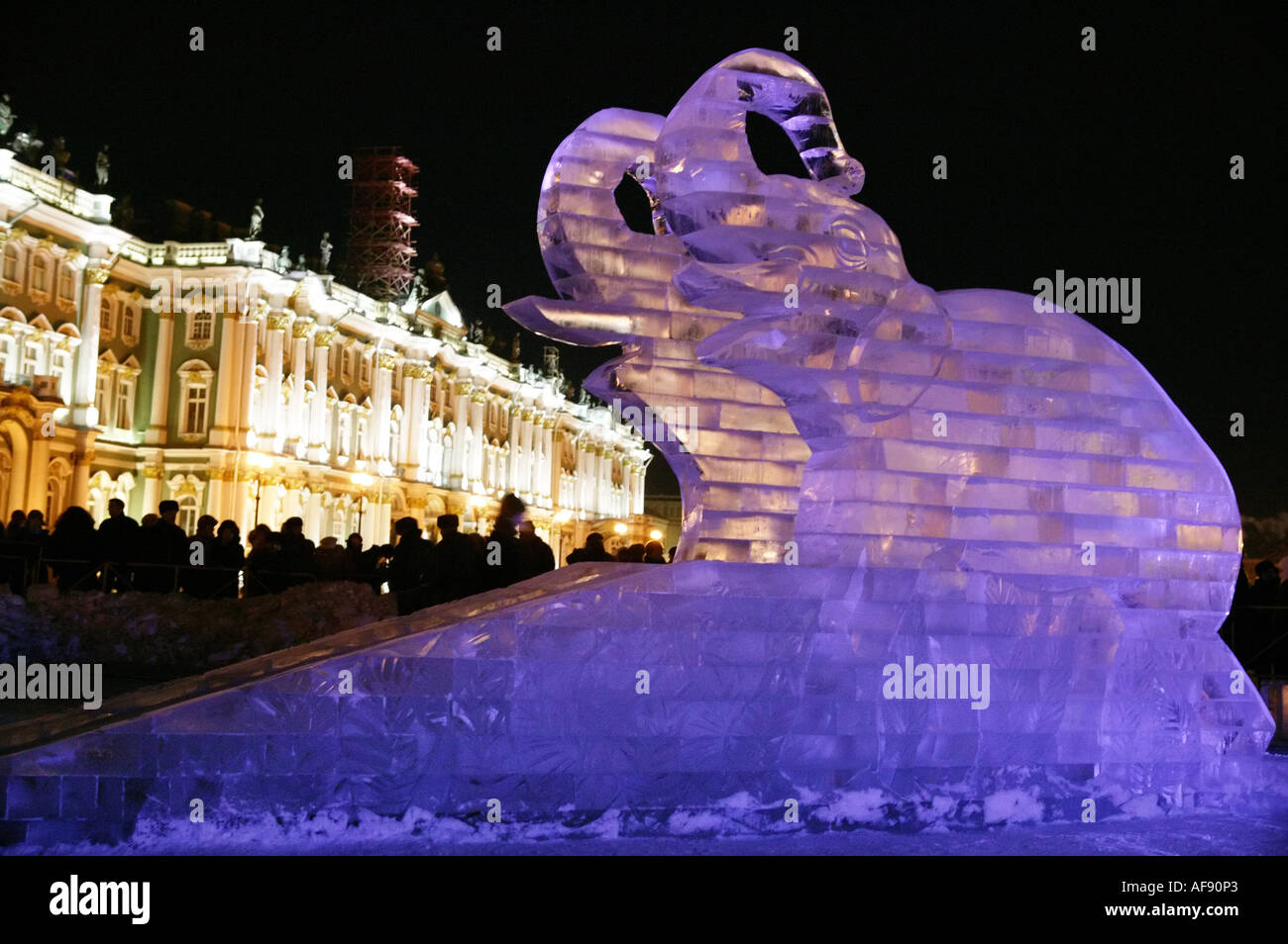 Russia. Saint Petersburg. Ice Palace on the Palace Square, exact copy of Palace, which was built in 1740. Stock Photo