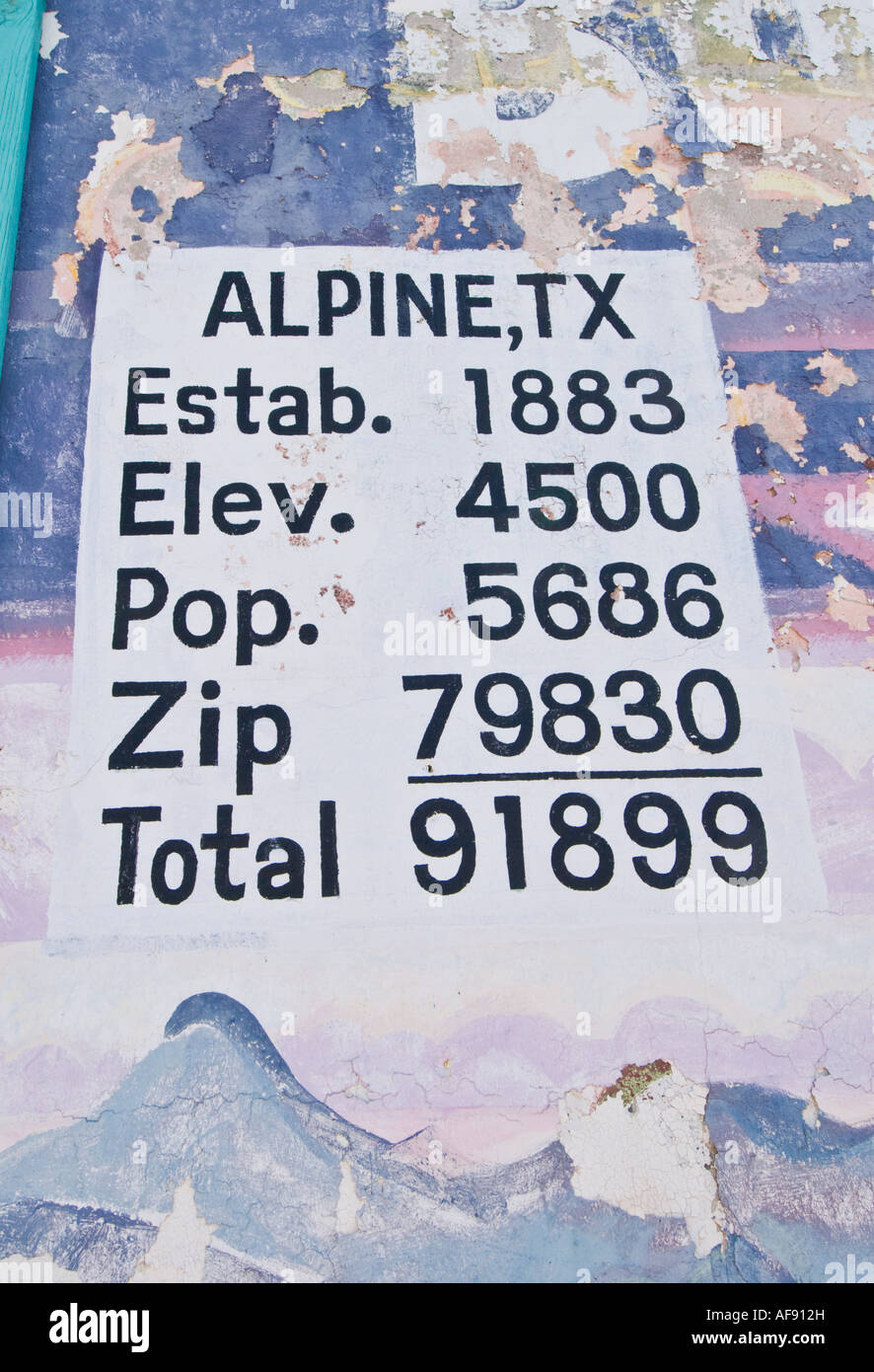 Texas Alpine humerous sign painted on side of building Stock Photo - Alamy
