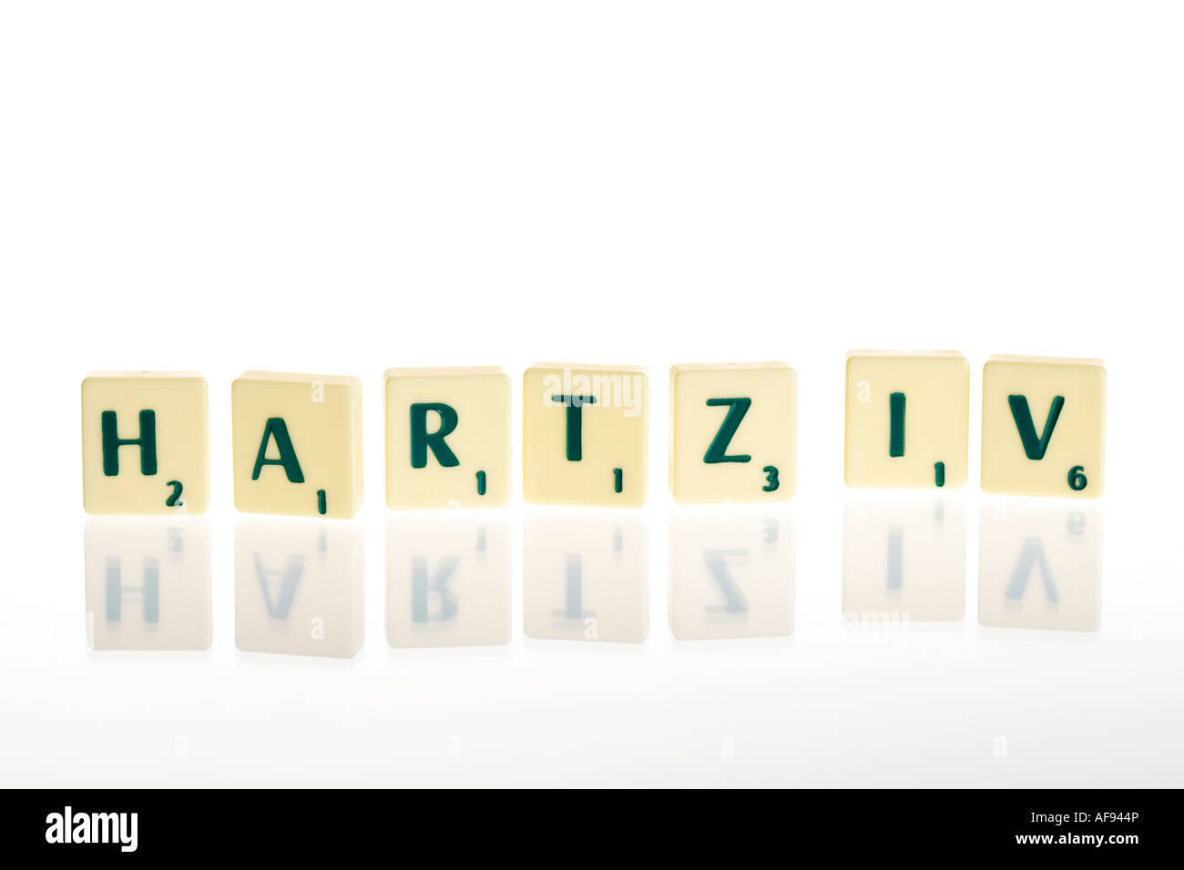 Scrabble tiles writing Hartz IV Stock Photo