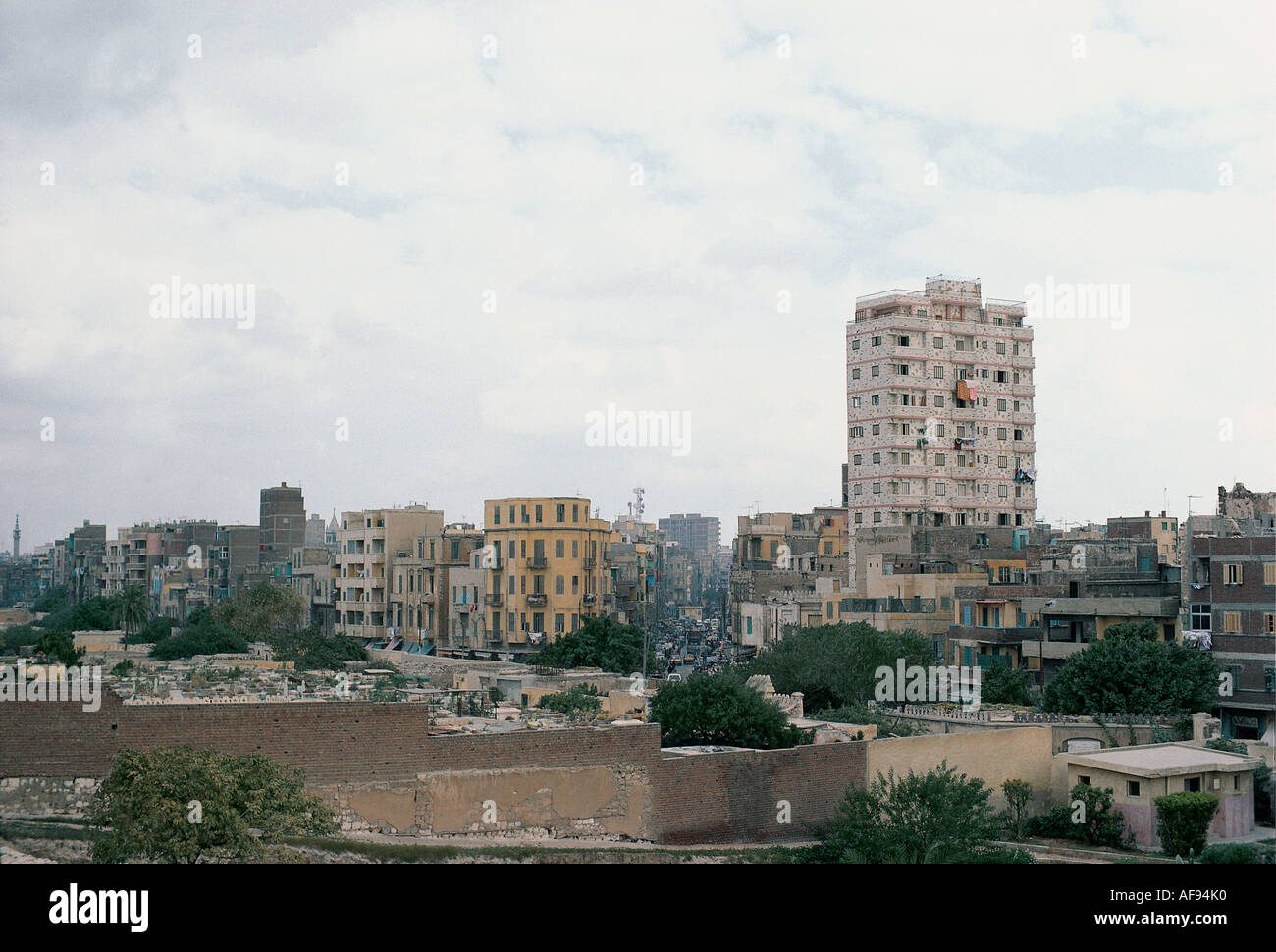 Slum apartments near Pompey s Pillar Alexandria Egypt Stock Photo