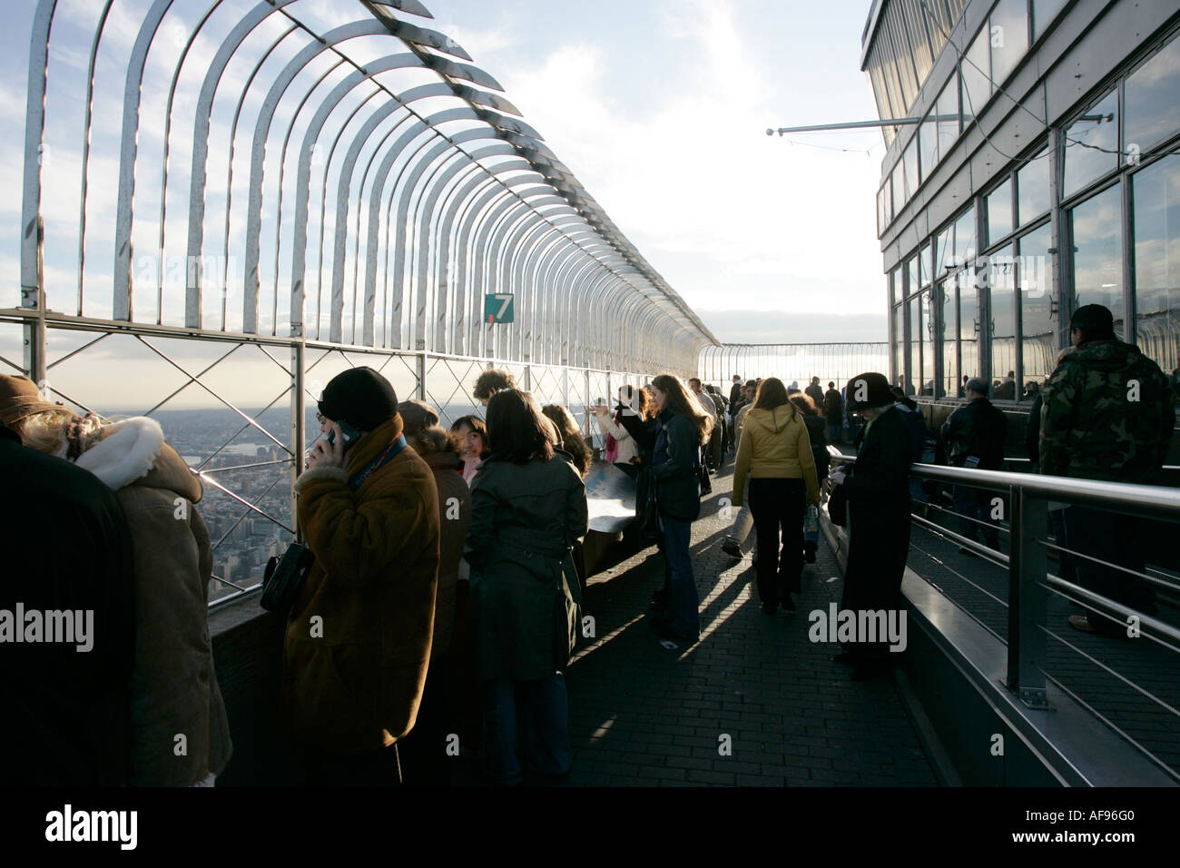Sightseers Looking East At The View From Observation Deck