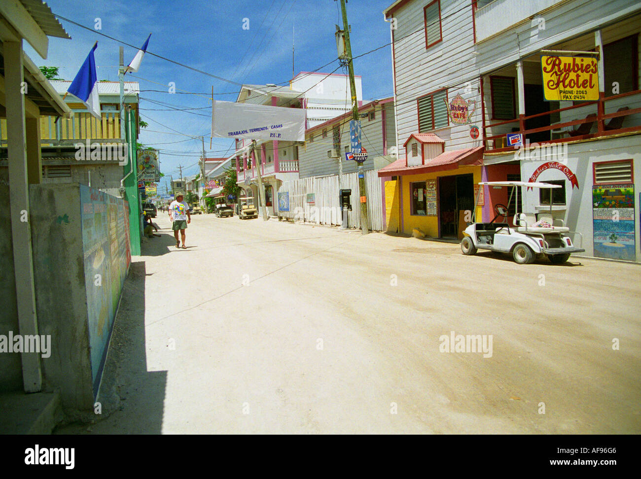 SAN PEDRO BELIZE CENTRAL AMERICA August View down the High Street at ...