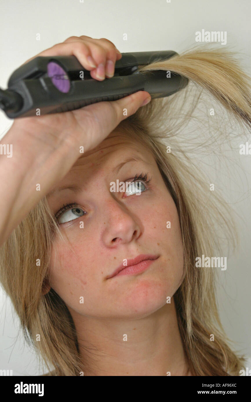 Hair straightener burn hires stock photography and images Alamy