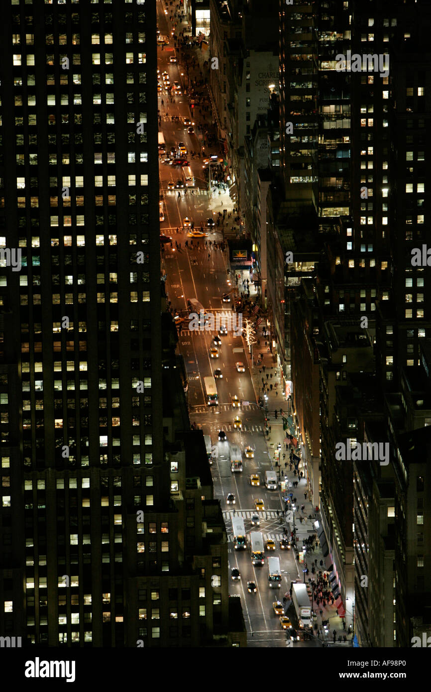 Night View Down Towards Fifth 5th Avenue Ave From Observation Deck