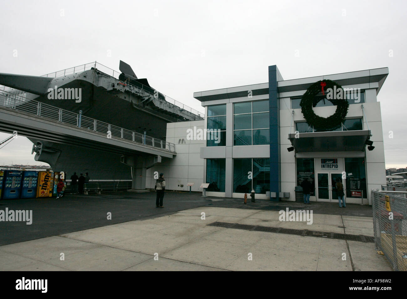 Entrance to the Intrepid Sea Air Space Museum new york city new york USA Stock Photo