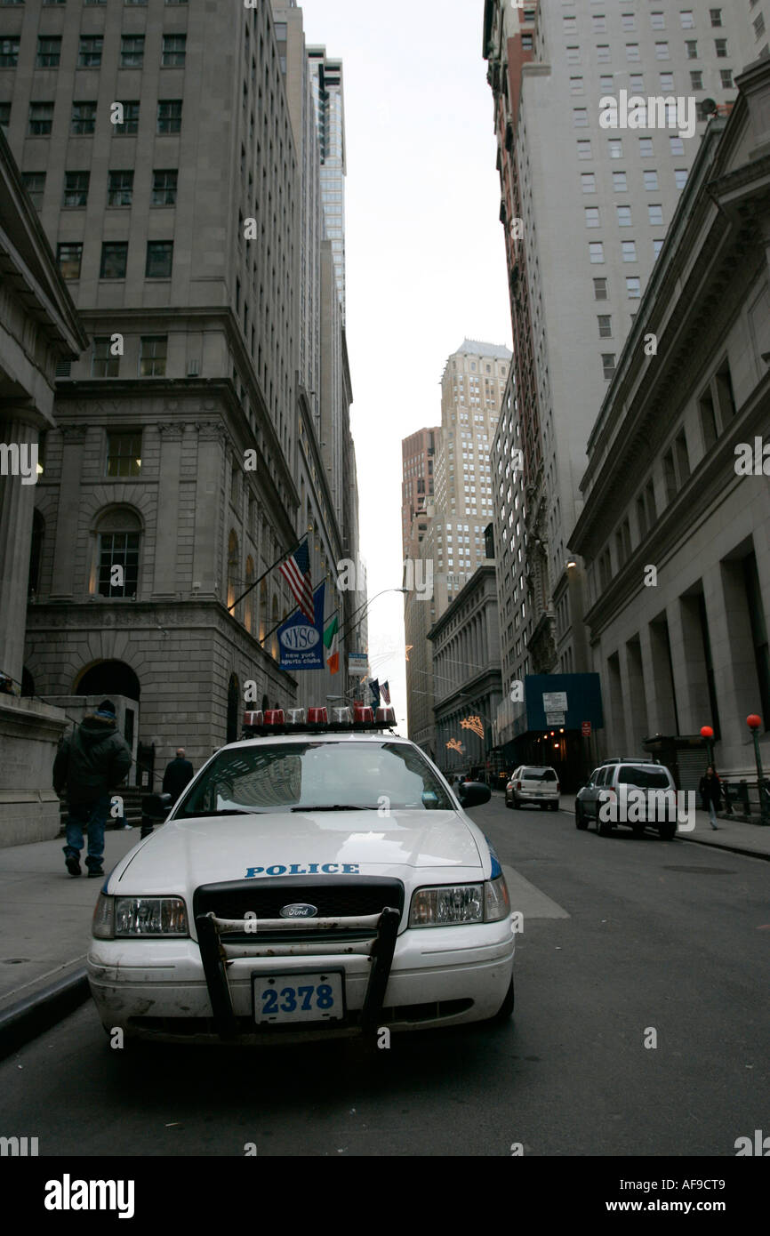 Police squad car on Wall Street new york city new york USA Stock Photo