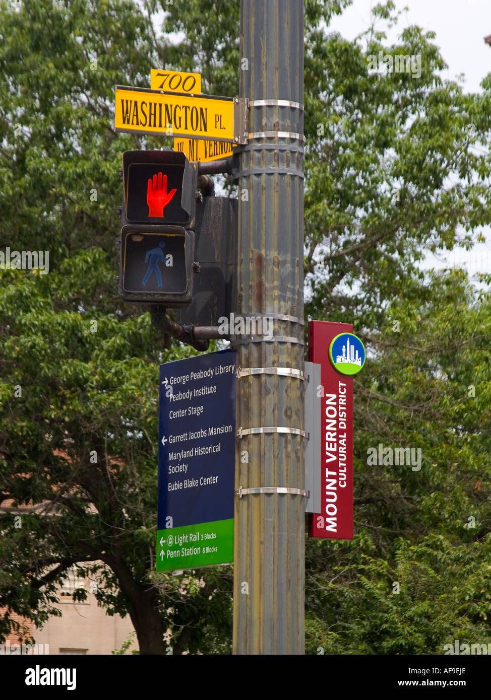 List Of Street Names In Baltimore Md Mount Vernon Cultural District Signs, Baltimore Md Stock Photo - Alamy