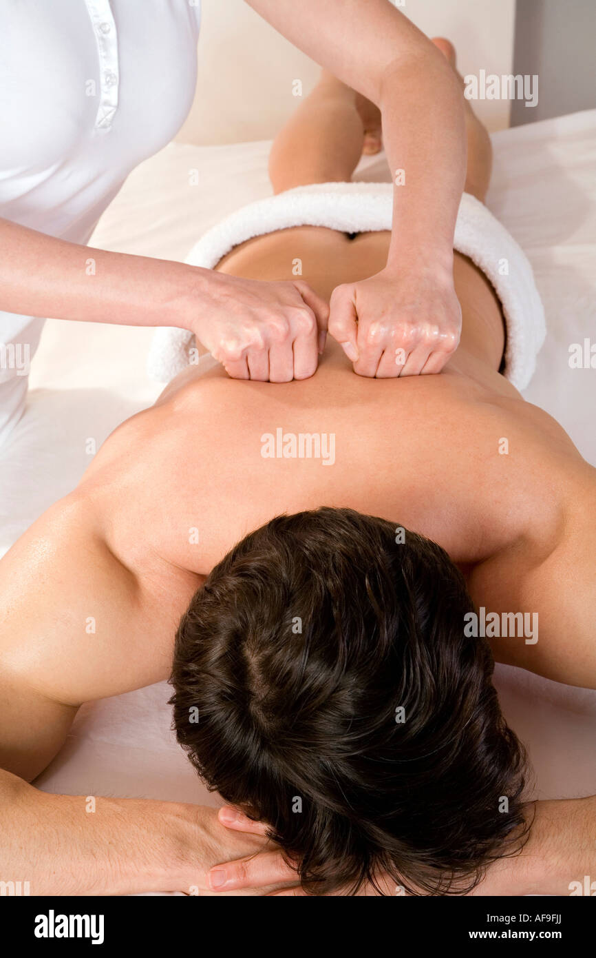 Man receiving massage Stock Photo