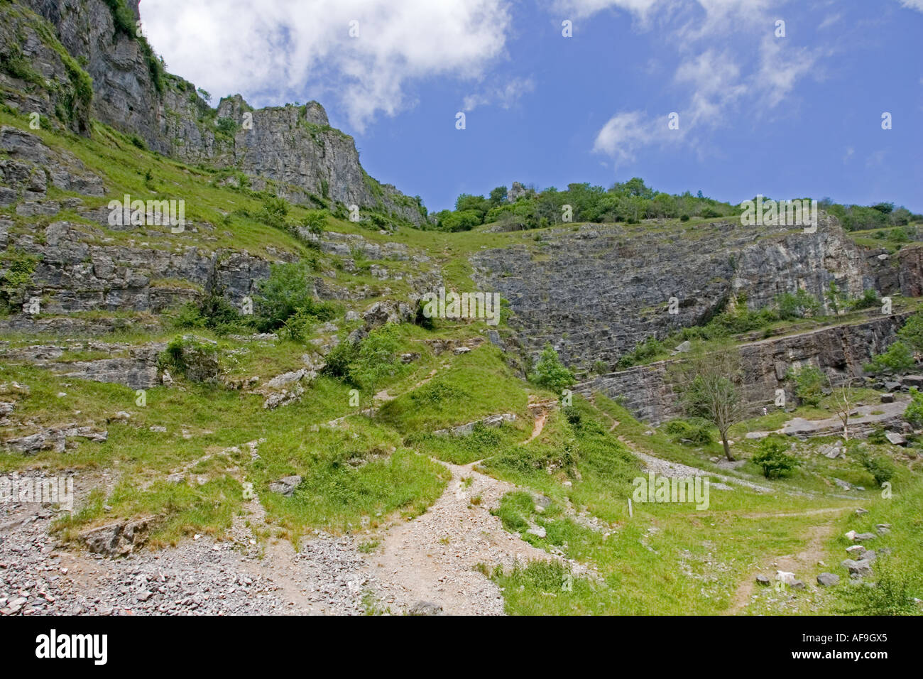 The karst limestone cliffs and calcareous grassland of Cheddar Gorge Somerset UK Stock Photo