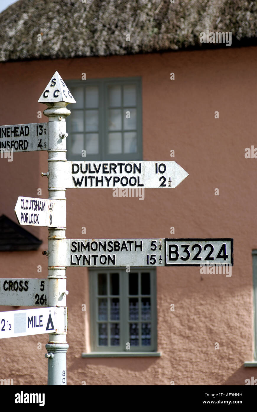 Exmoor sign in Exford village, Somerset, England, UK Stock Photo