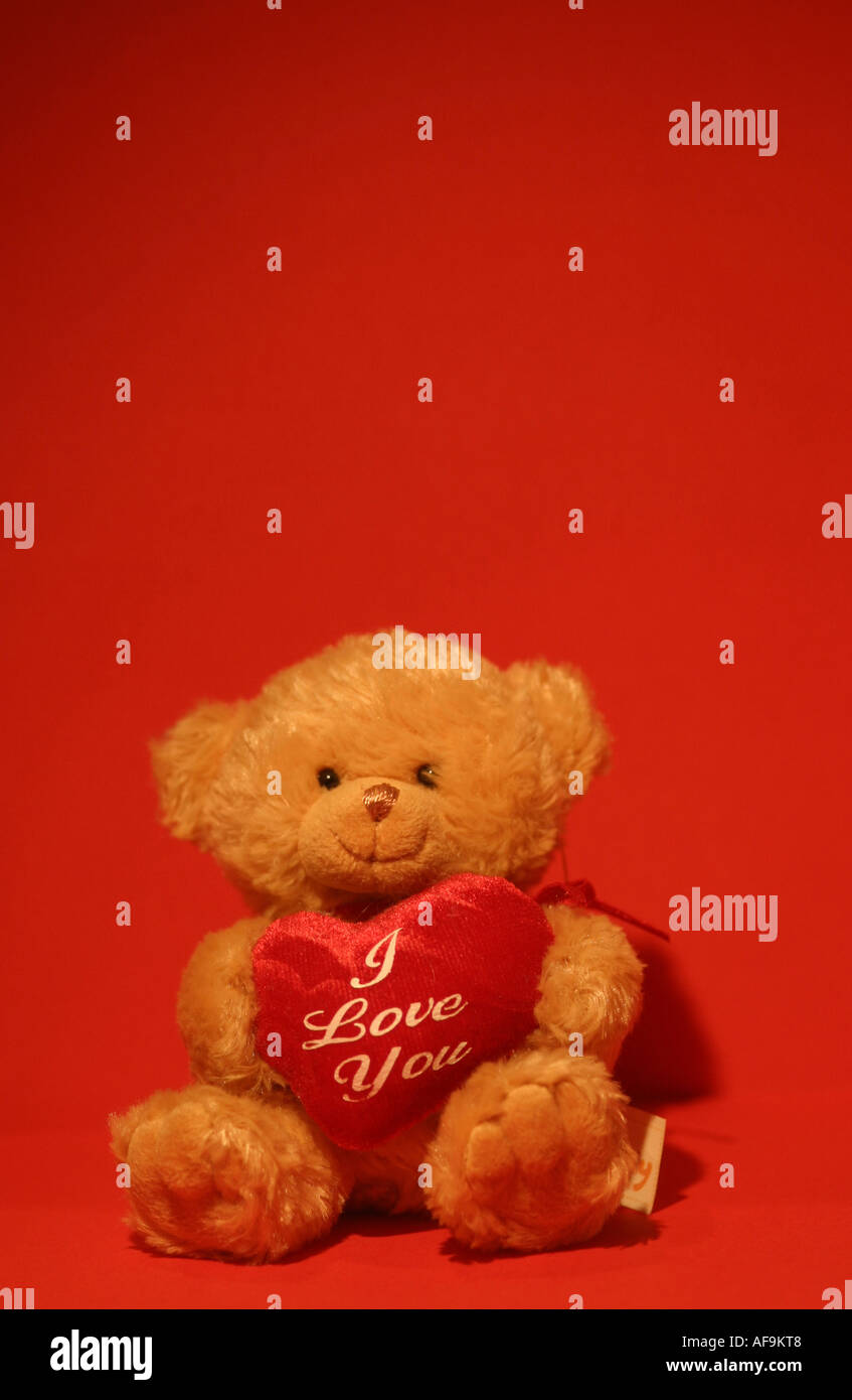 A Stock Photograph of a Teddy Bear Saying I Love You Stock Photo