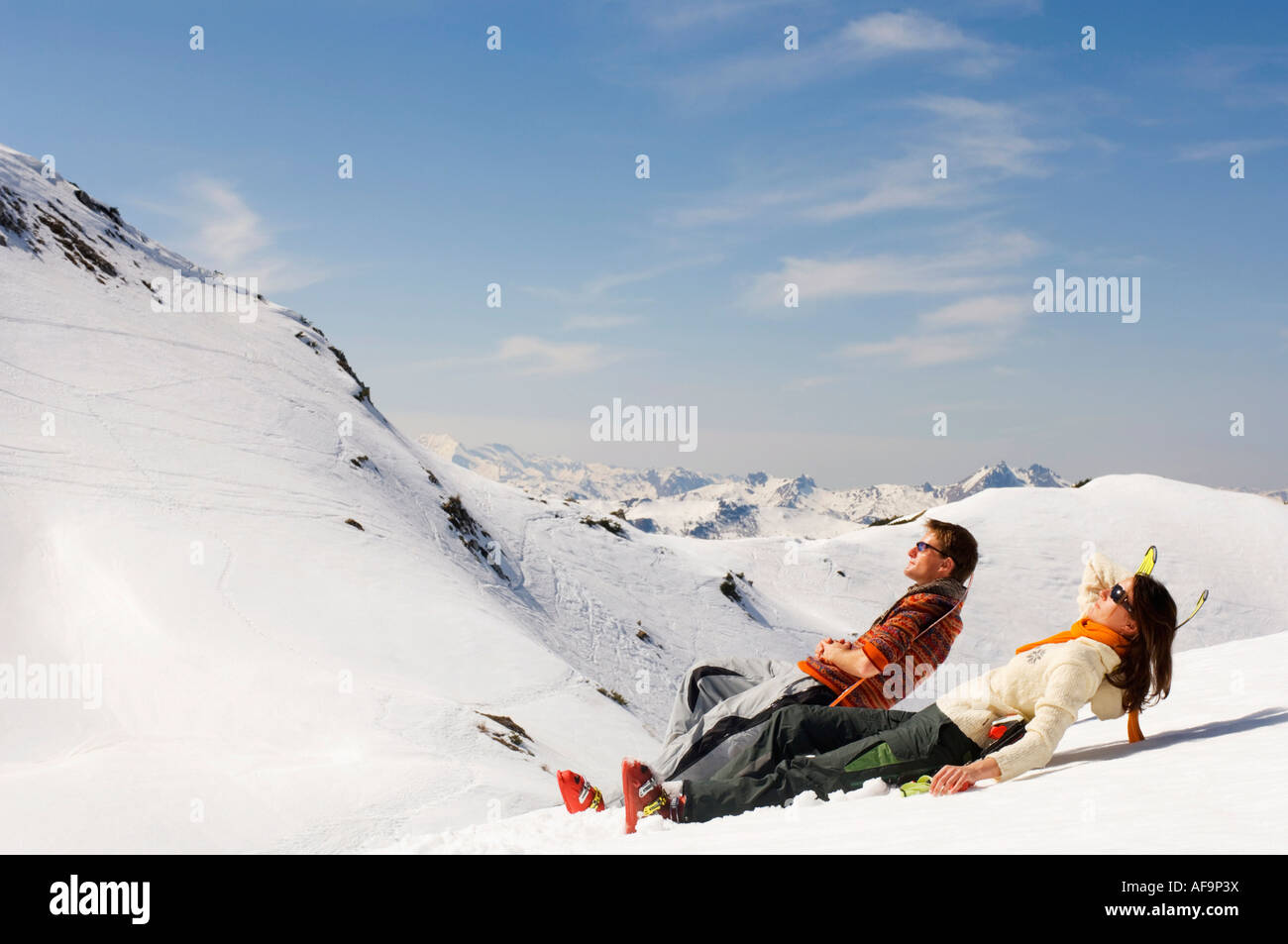 Couple in mountains Stock Photo