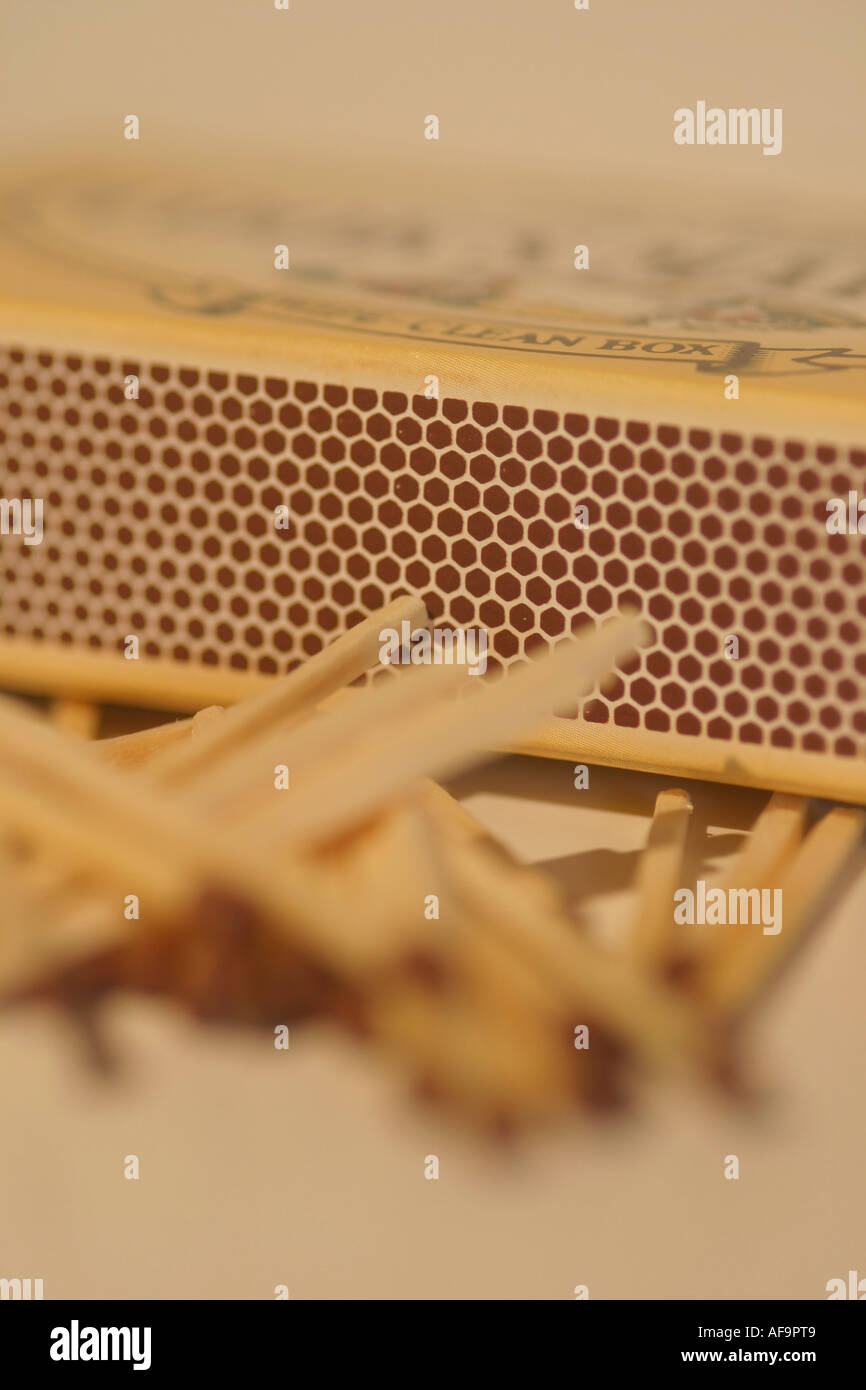 A Stock Photograph of a Matches Next To A Match Box Stock Photo