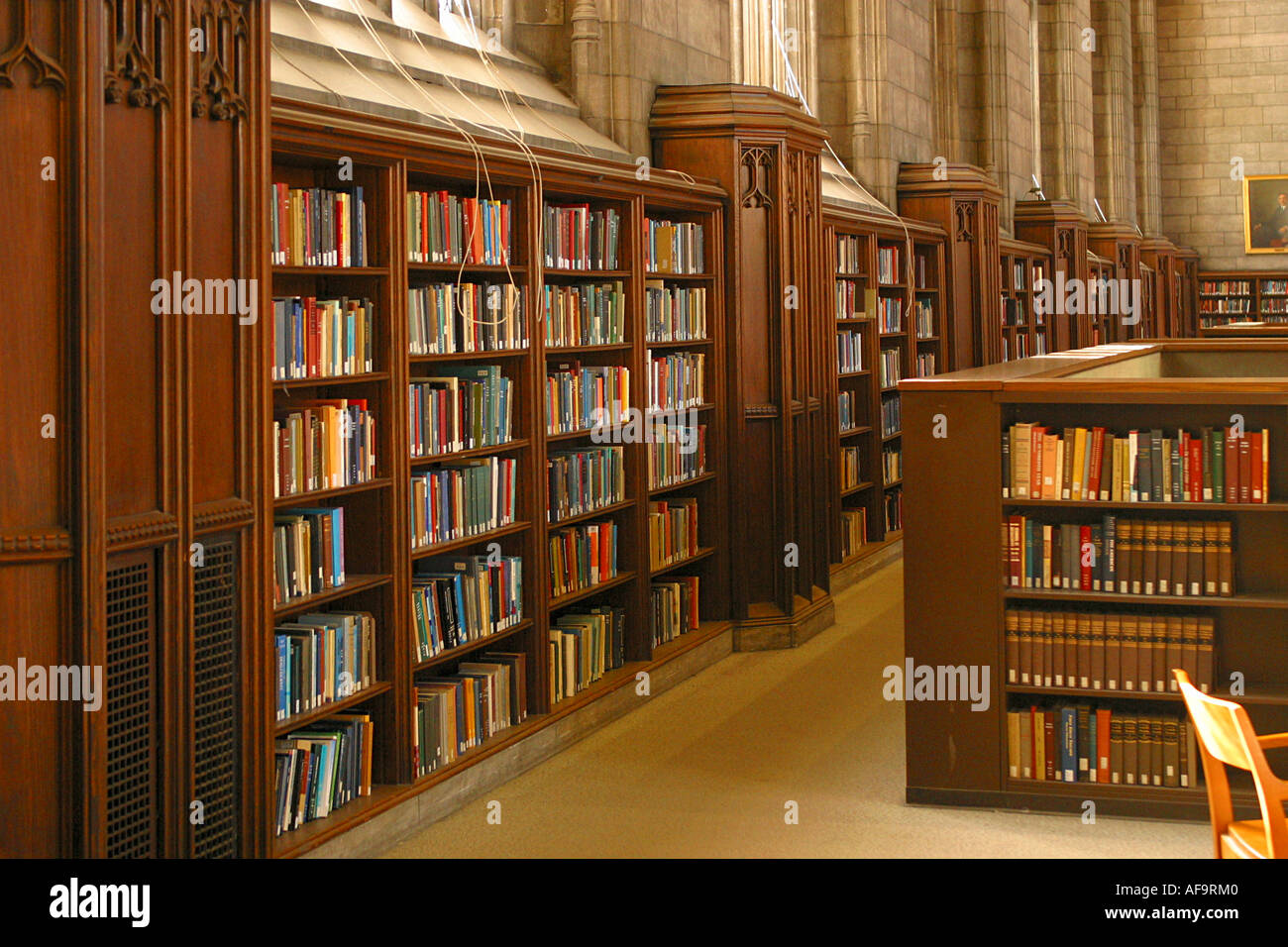 Interior view of the Harper Library on the University of Chicago campus